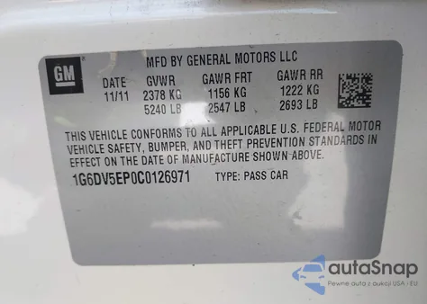 2012 Cadillac Cts-V z USA, uszkodzony, nr VIN 1G6DV5EP0C0126971